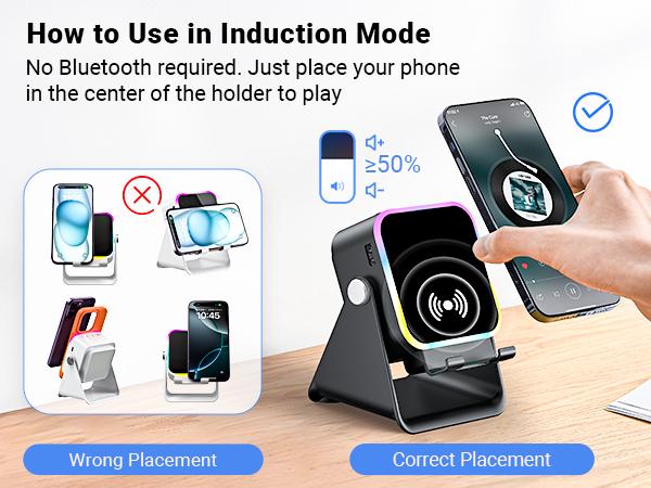 Wireless Induction Audio Speaker Stand, 5in1 Cellphone Holder, 3500mAh Rechargeable Emergency Power Bank,360° Adjustable Mobile Tablet Stand with Colorful Ambient Light Gifts for Men Women,TikTokShopBlackFriday Wireless Induction Audio Speaker Stand, 5in1 Cellphone Holder, 3500mAh Rechargeable Emergency Power Bank,360° Adjustable Mobile Tablet Stand with Colorful Ambient Light Gifts for Men Women,TikTokShopBlackFriday