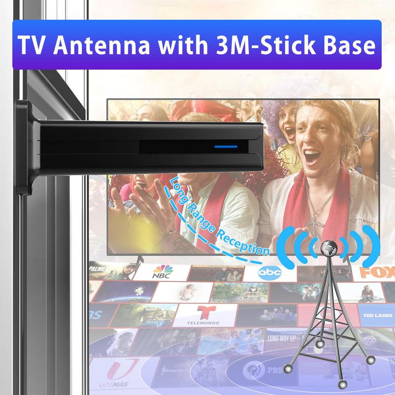 Digital TV Antenna for Smart TV Indoor,2025 TV Antenna with 3M Stick Base, 360°&Long Range Reception 4K HDTV Antenna for Local Channels, Easy Installation Antennas for 1080P TVs Without Cable antenna fortv Digital TV Antenna for Smart TV Indoor,2025 TV Antenna with 3M Stick Base, 360°&Long Range Reception 4K HDTV Antenna for Local Channels, Easy Installation Antennas for 1080P TVs Without Cable antenna fortv