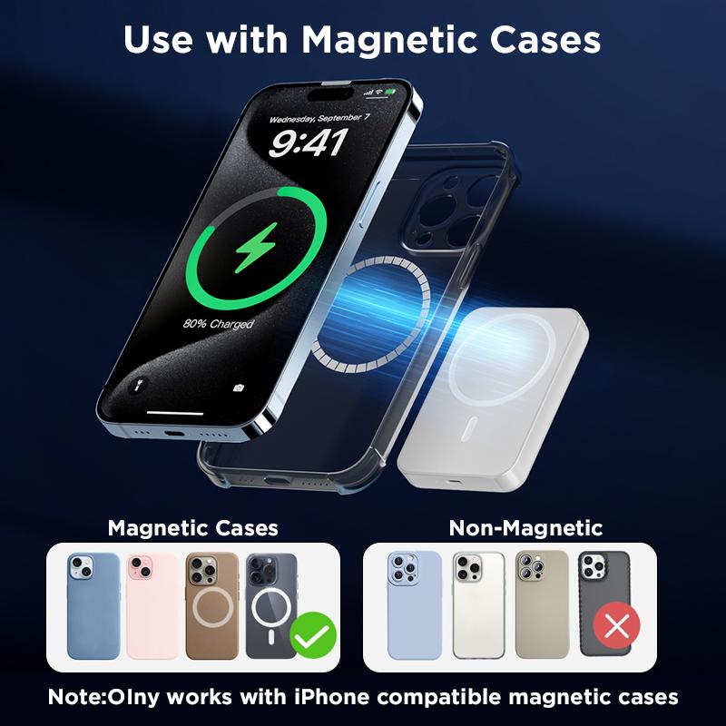5000mAh Magnetic Power Bank, Wireless Portable Charger, Fast Charging MagSafe Battery Pack for iPhone 17/16/15/14/13/12/Plus/Pro Max, Compact Device 5000mAh Magnetic Power Bank, Wireless Portable Charger, Fast Charging MagSafe Battery Pack for iPhone 17/16/15/14/13/12/Plus/Pro Max, Compact Device