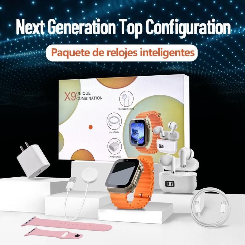 6-in-1 Smar twatch Kit Smart Watches for iPhone/Andriod: Smartwatch, Bluetooth headphones, 20W fast charger, Type-C fast-charging cable, adapter, and audio support—compact and portable. Headphone device. 6-in-1 Smar twatch Kit Smart Watches for iPhone/Andriod: Smartwatch, Bluetooth headphones, 20W fast charger, Type-C fast-charging cable, adapter, and audio support—compact and portable. Headphone device.