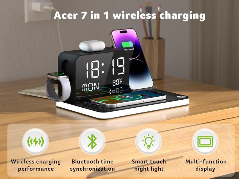 Acer 7 in 1 Wireless Charging Station with LED Night Light, Bluetooth Time Sync Clock & Temperature Display, USB-A & USB-C Ports – Compatible with iPhone, Android, Apple Watch & AirPods, Perfect Christmas & New Year Gift – TikTokShopBlackFriday Acer 7 in 1 Wireless Charging Station with LED Night Light, Bluetooth Time Sync Clock & Temperature Display, USB-A & USB-C Ports – Compatible with iPhone, Android, Apple Watch & AirPods, Perfect Christmas & New Year Gift – TikTokShopBlackFriday