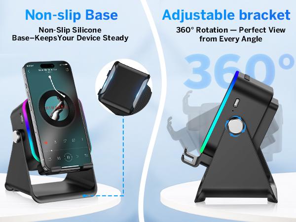 Wireless Induction Audio Speaker Stand, 5in1 Cellphone Holder, 3500mAh Rechargeable Emergency Power Bank,360° Adjustable Mobile Tablet Stand with Colorful Ambient Light Gifts for Men Women,TikTokShopBlackFriday Wireless Induction Audio Speaker Stand, 5in1 Cellphone Holder, 3500mAh Rechargeable Emergency Power Bank,360° Adjustable Mobile Tablet Stand with Colorful Ambient Light Gifts for Men Women,TikTokShopBlackFriday